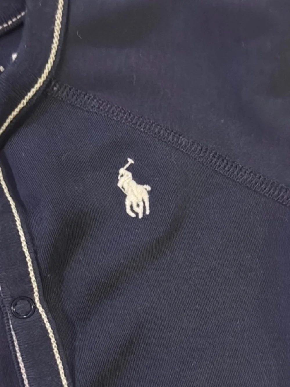 Ralph Lauren Dark Blue Baby Footed Onesie